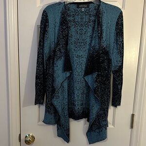 Kasper Women's Teal and Black Waterfall Cardigan